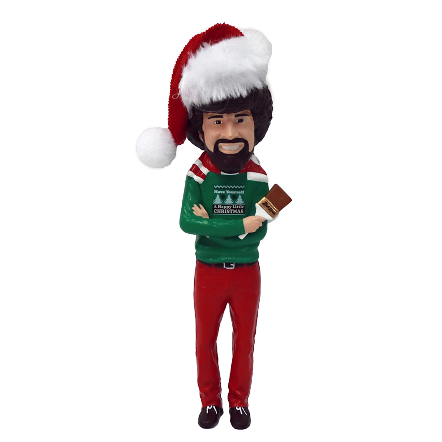 Kurt Adler 5" Bob Ross With Santa Hat Christmas Ornament BO1191 3 Kurt Adler 5" Bob Ross With Santa Hat Christmas Ornament BO1191