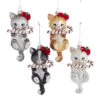 Kurt Adler 5" Noble Gems Cat With Candy Cane Glass Christmas Ornament NB1668 -The Jolly Christmas Shop apilqhti4 86207.1646094765