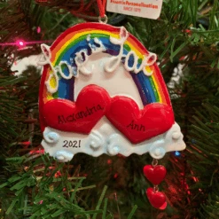Kurt Adler 3.75" Love Is Love Rainbow Personalized Christmas Ornament W8454