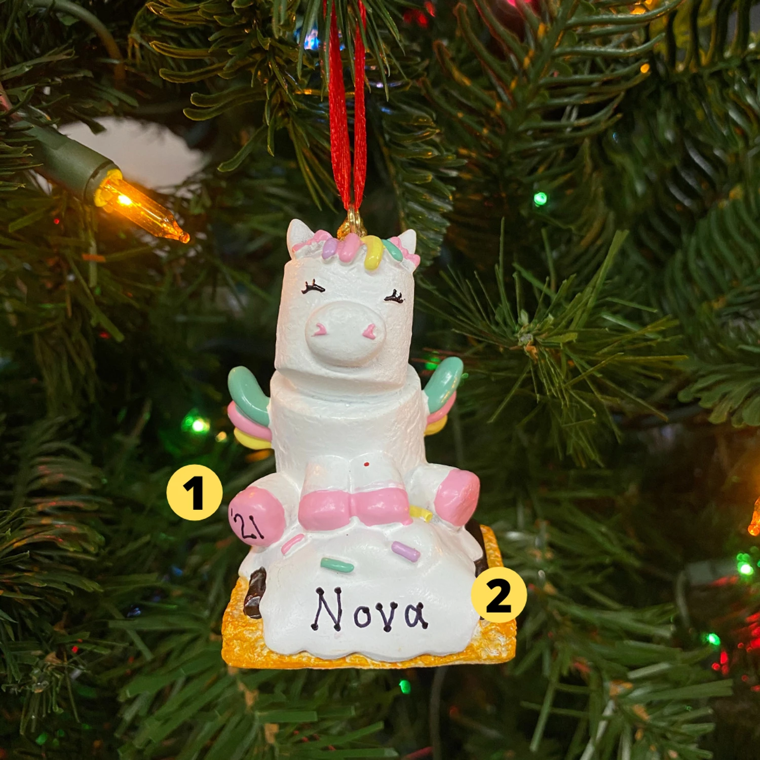 Marshmallow Unicorn Personalized Christmas Ornament MM20023 3 Marshmallow Unicorn Personalized Christmas Ornament MM20023