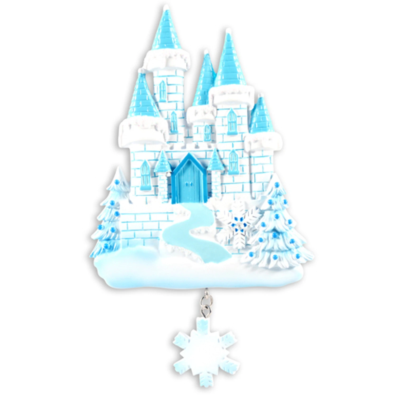 Blue And White Ice Castle Personalized Christmas Ornament OR1462 5 Blue And White Ice Castle Personalized Christmas Ornament OR1462 - Image 3
