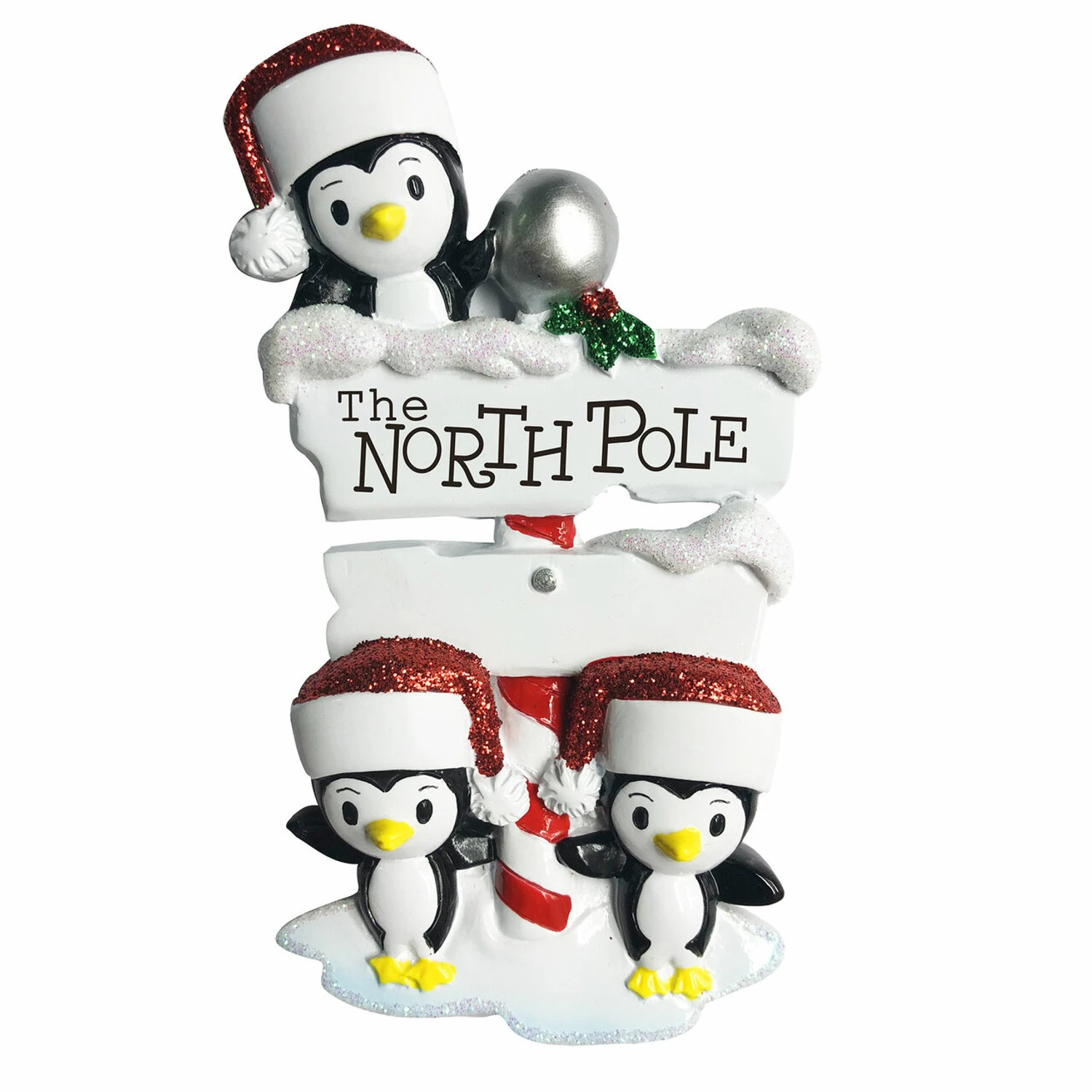 Penguin Family Of 3 At The North Pole Personalized Christmas Ornament OR1739-3 5 Penguin Family Of 3 At The North Pole Personalized Christmas Ornament OR1739-3 - Image 3