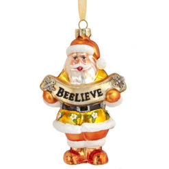 Kurt Adler 4.5" Gold And White Santa With Bee Banner Glass Christmas Ornament T2707 7 Kurt Adler 4.5" Gold And White Santa With Bee Banner Glass Christmas Ornament T2707 -The Jolly Christmas Shop apitaxkdt 24839.1646091946