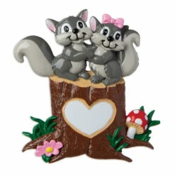 Squirrel Couple On Tree Trunk With Heart Personalized Christmas Ornament OR1890-SQ -The Jolly Christmas Shop apiutkmwl 17748.1646091871