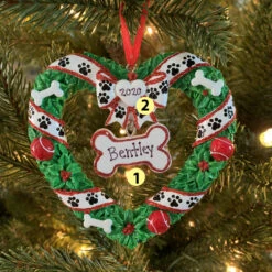 Puppy's First Christmas Wreath Personalized Christmas Ornament OR1612