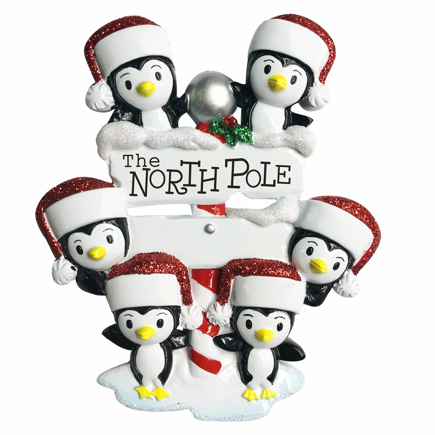 Penguin Family Of 6 At The North Pole Personalized Christmas Ornament OR1739-6 5 Penguin Family Of 6 At The North Pole Personalized Christmas Ornament OR1739-6 - Image 3
