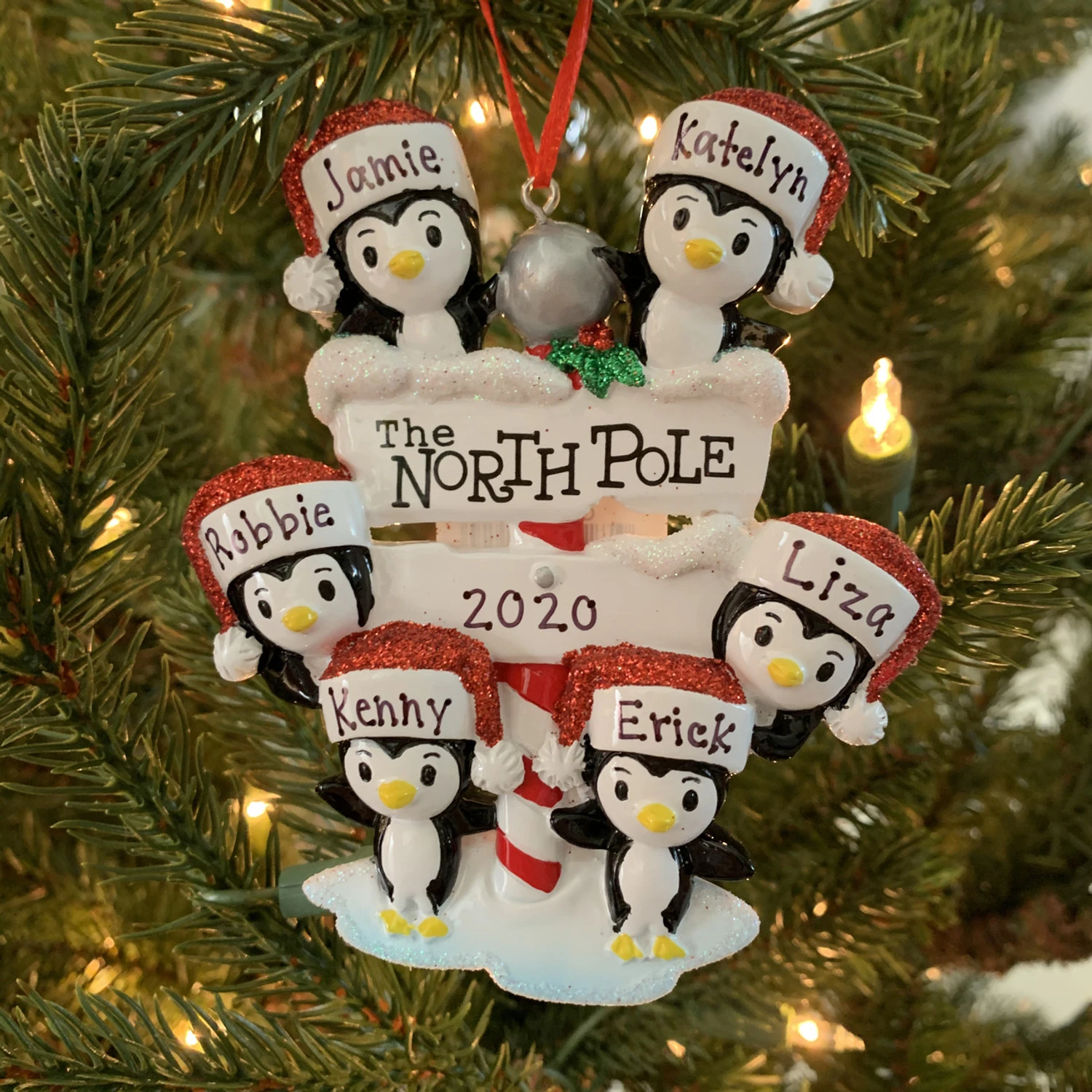 Penguin Family Of 6 At The North Pole Personalized Christmas Ornament OR1739-6 4 Penguin Family Of 6 At The North Pole Personalized Christmas Ornament OR1739-6 - Image 2