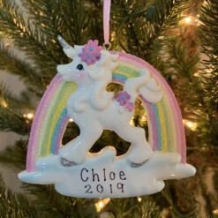 Kurt Adler 4.5" Unicorn And Rainbow Personalized Christmas Ornament W8457 -The Jolly Christmas Shop apizo1arh 35896.1646091871