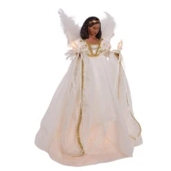 Kurt Adler 12" UL 10-Light African American Ivory And Gold Christmas Tree Topper UL2230 -The Jolly Christmas Shop ul2230 01 65082.1678392721
